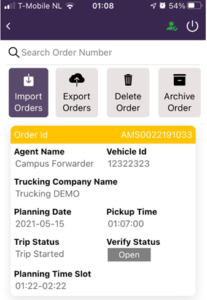 Digitale vooraanmelding op mobile app voor afhandelaar en forwarder